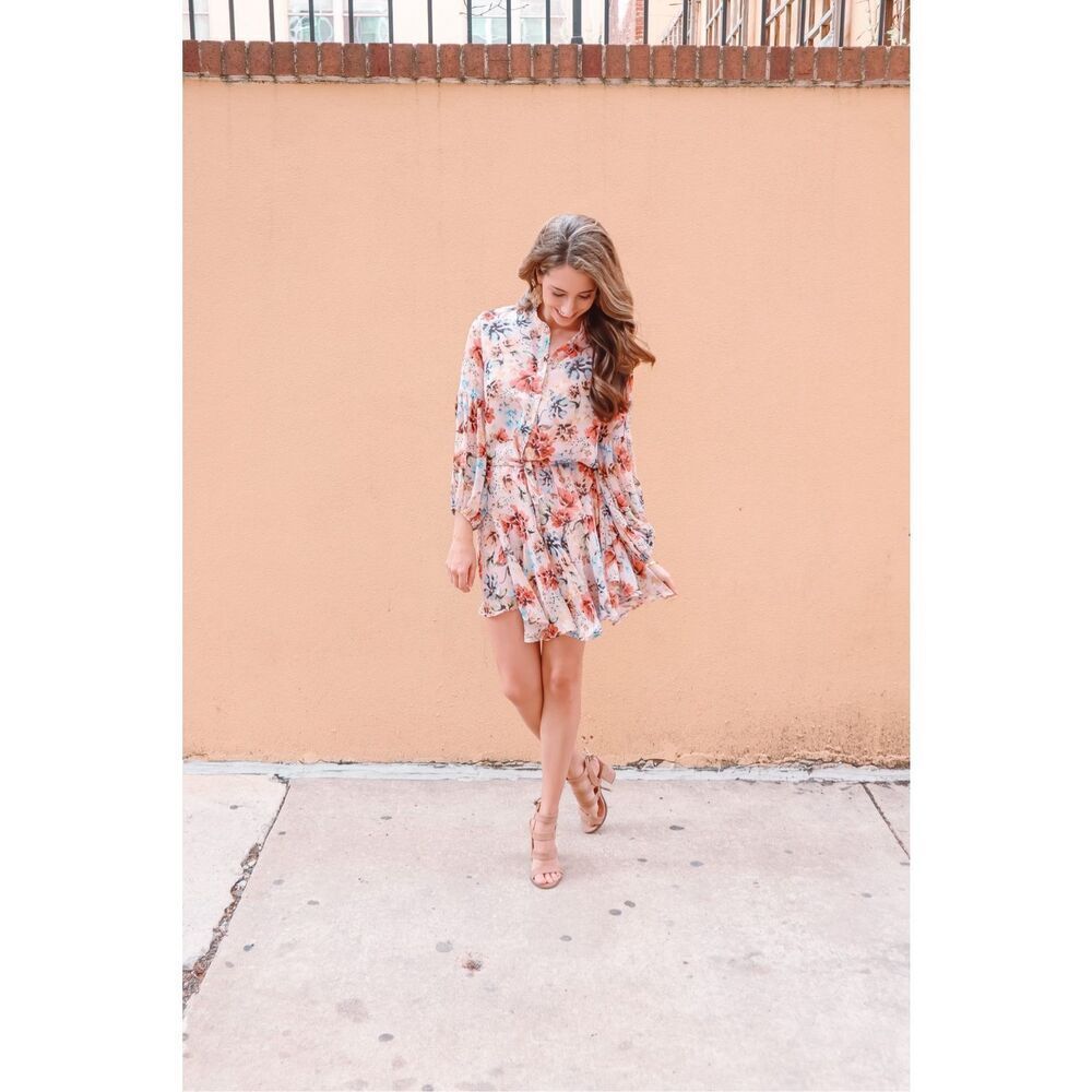 ✨Vici Vienne Floral Adjustable Balloon Sleeve Mini Sz Large Dress✨ - Picture 7 of 15